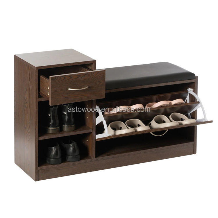 Shoe Storage Cabinet Bench Seat Wooden Furniture 1 Drawer Organizer