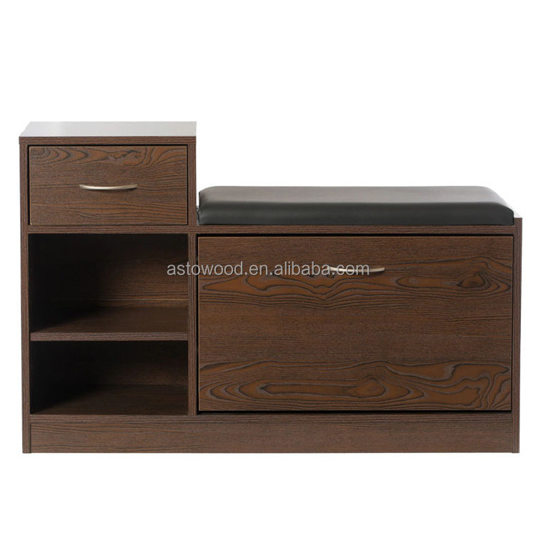 Shoe Storage Cabinet Bench Seat Wooden Furniture 1 Drawer Organizer