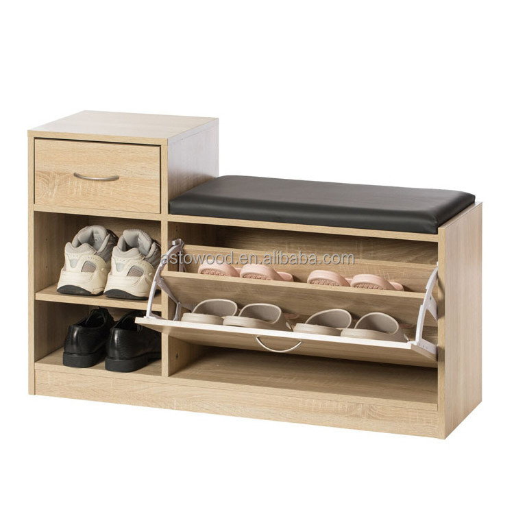 Shoe Storage Cabinet Bench Seat Wooden Furniture 1 Drawer Organizer