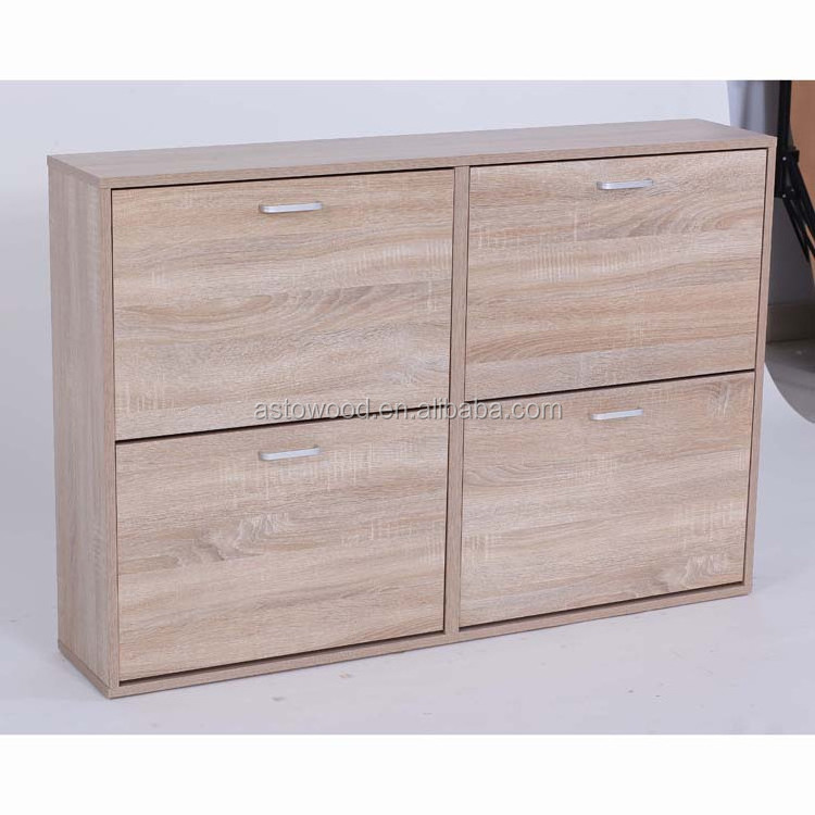 Modern elegant indoor storage wooden shoe rack cabinet With 4 Drawers