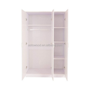 high gloss front door 3 door wardrobe with matt body and shelves drawers