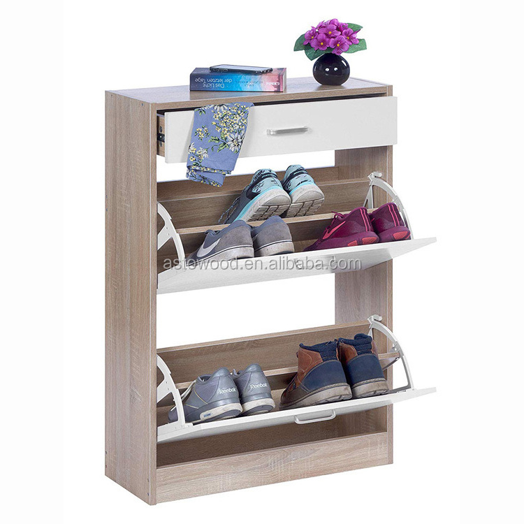 Space Saving Wall Mounted Wood Shoe Cabinet Storage Drawer For Sale