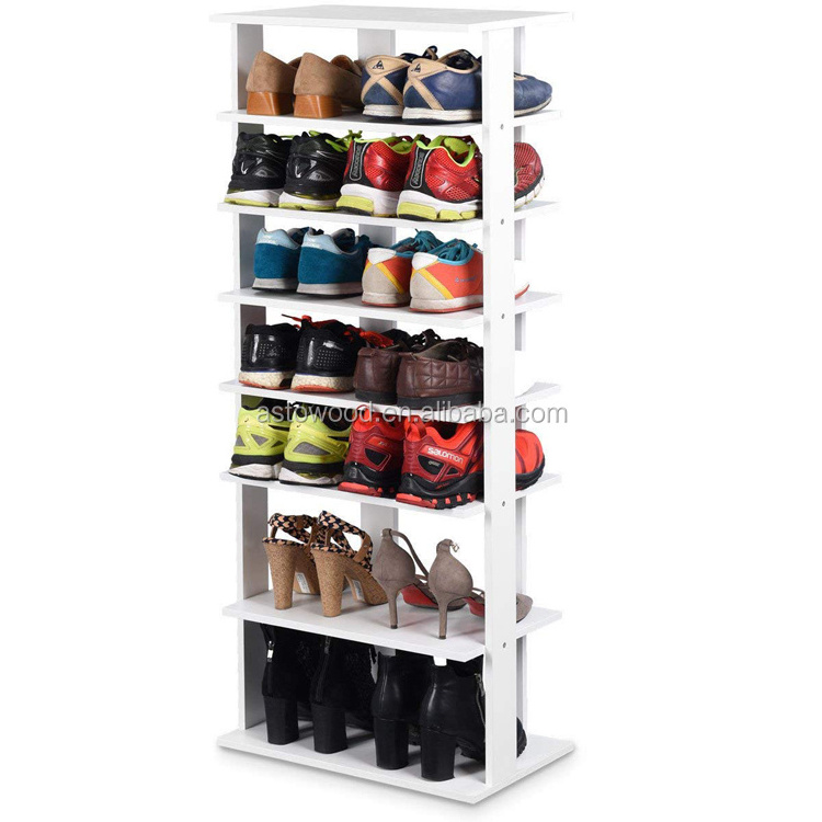 7 Tiers Big Tall Wooden Shoe Rack Organizer Multi use