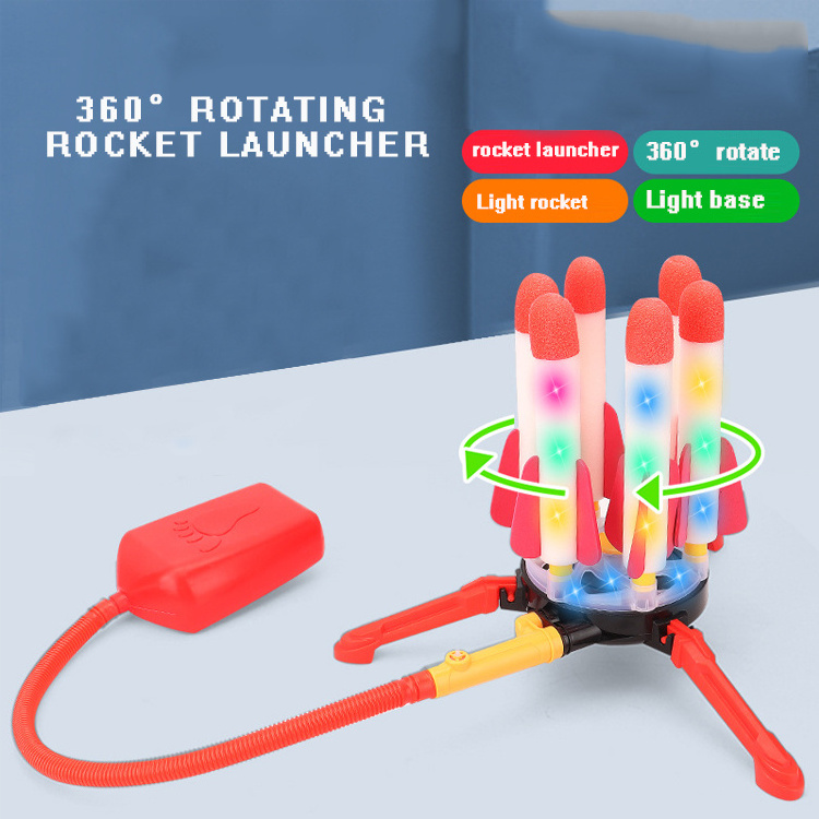 Outdoor Toys 6 Shooter Light Eva Foam Foot Pump Stomp Air Power Launcher Rockets Toys For Kids