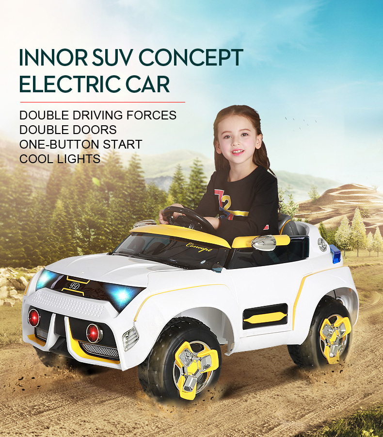 MP3 socket cool light rechargeable wholesale rc ride on toy kids electric car/2.4G RC Double drive kids car 12v