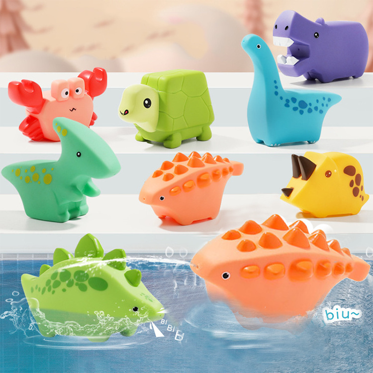 Baby Cartoon Animal Sound Silicone Squeeze Squirter Water Toys Bath Squirts Water Bath Toy for Kids