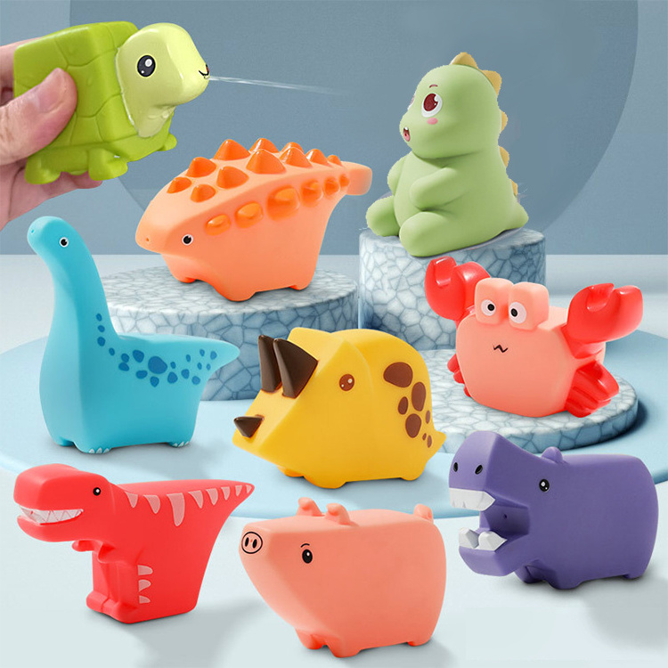 Baby Cartoon Animal Sound Silicone Squeeze Squirter Water Toys Bath Squirts Water Bath Toy for Kids