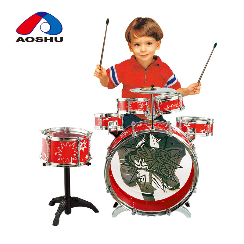 Children love musical instrument rolling acoustic drum set for kids