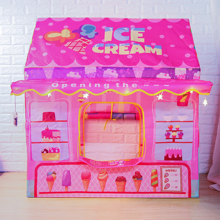 Children's Room Tent Ice Cream Play House Tent With Star Lights Large Kids Play House Tent