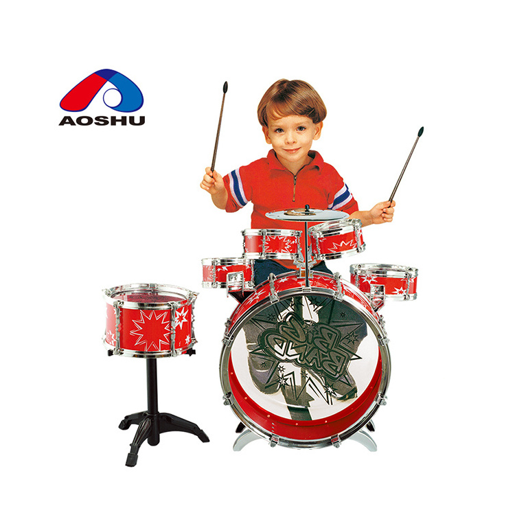 Children love musical instrument rolling acoustic drum set for kids