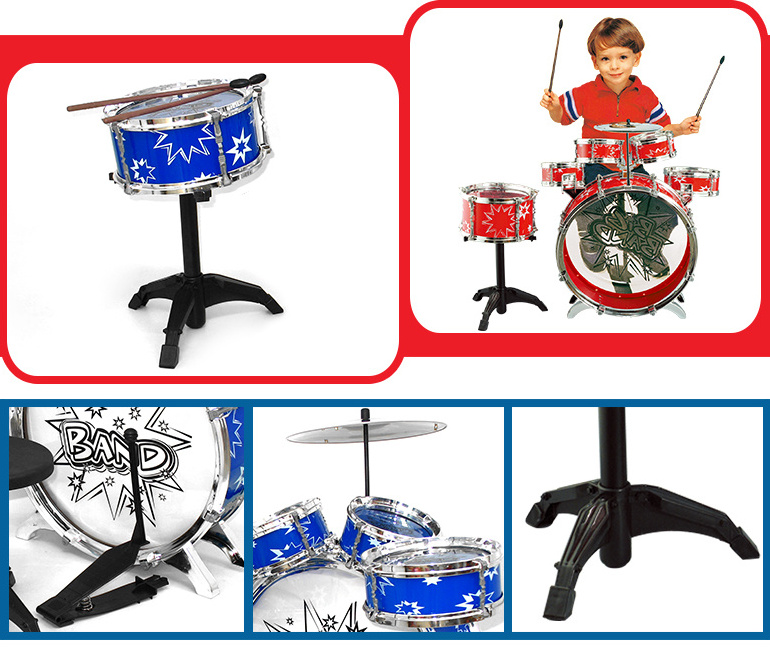 Children love musical instrument rolling acoustic drum set for kids