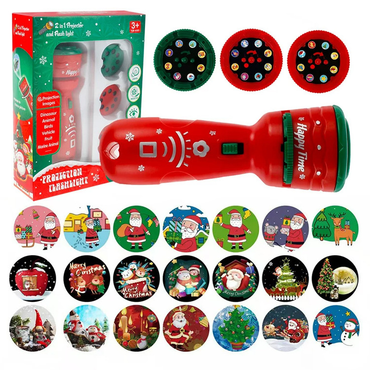 24 Patterns Lamp Slide Christmas Projector Realistic Flashlight for Kids