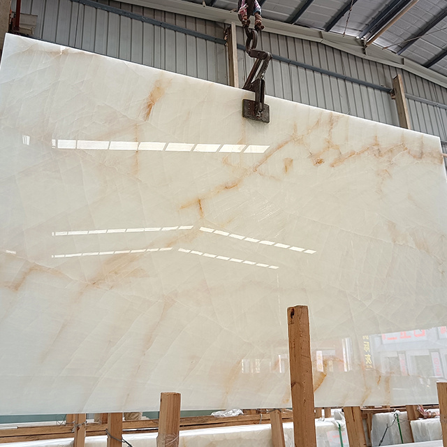 AST OEM/ODM Onice onix Factory Cheap Price Wall White Onyx Stone Slab And Marble Floor Tile Wholesale White Onyx With Gold Veins