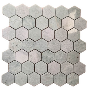 AST OEM/ODM marmol Marble Mosaic Green Marble 12" X 12" Carrara Calacatta White Herringbone Marble Mosaic Wall Floor Tile