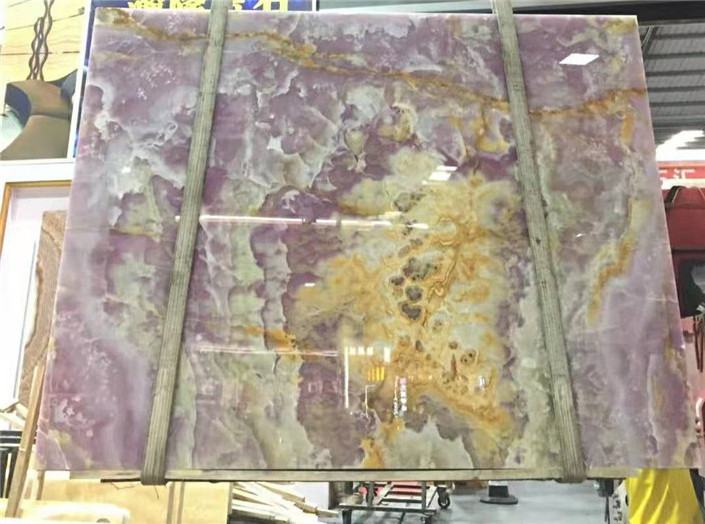 AST OEM/ODM Luxury Onice Natural Onyx Stone Beautiful Polished surface Marbre losa Purple Onyx Marble Slabs for Home Decoration