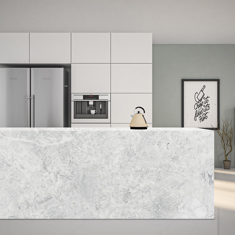 AST ODM/OEM Mermer popular design Marmer white marble with grey vein Alba white Marble tiles for tops