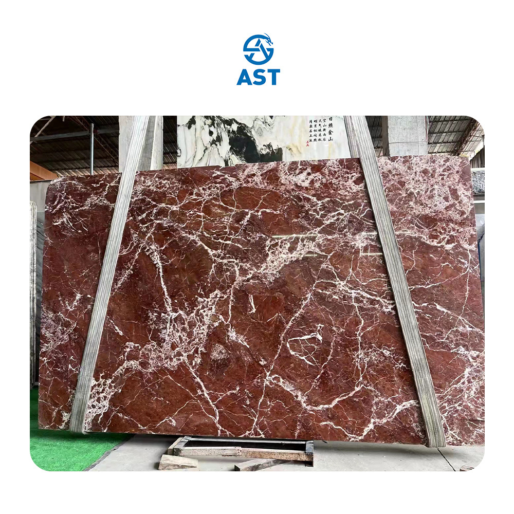 AST OEM/ODM marbre baldosa natural glossy stone high hardness Rosso Lepanto Floor and wall Marble tiles