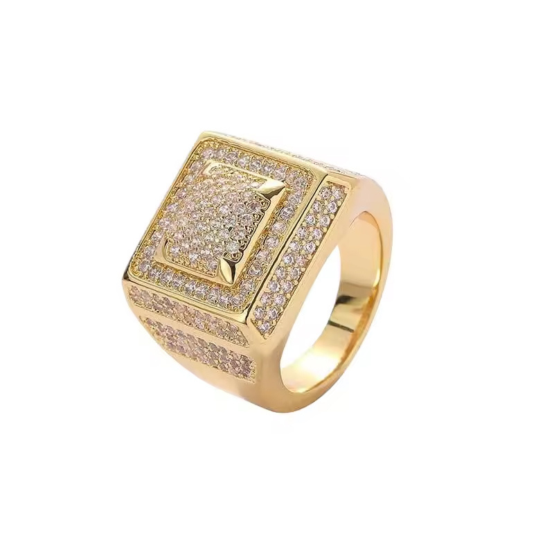 Wholesale Fashion Men Hip Hop Jewelry Iced Out Lab Diamond Square Finger Ring Rough Lab Grown Diamond