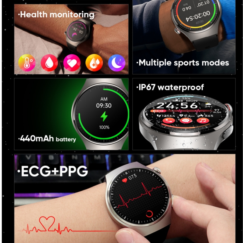 2024 new arrival MT200 Blue tooth call ECG PPG HRV body temperature blood glucose Real time monitoring Reloj smart watch for men