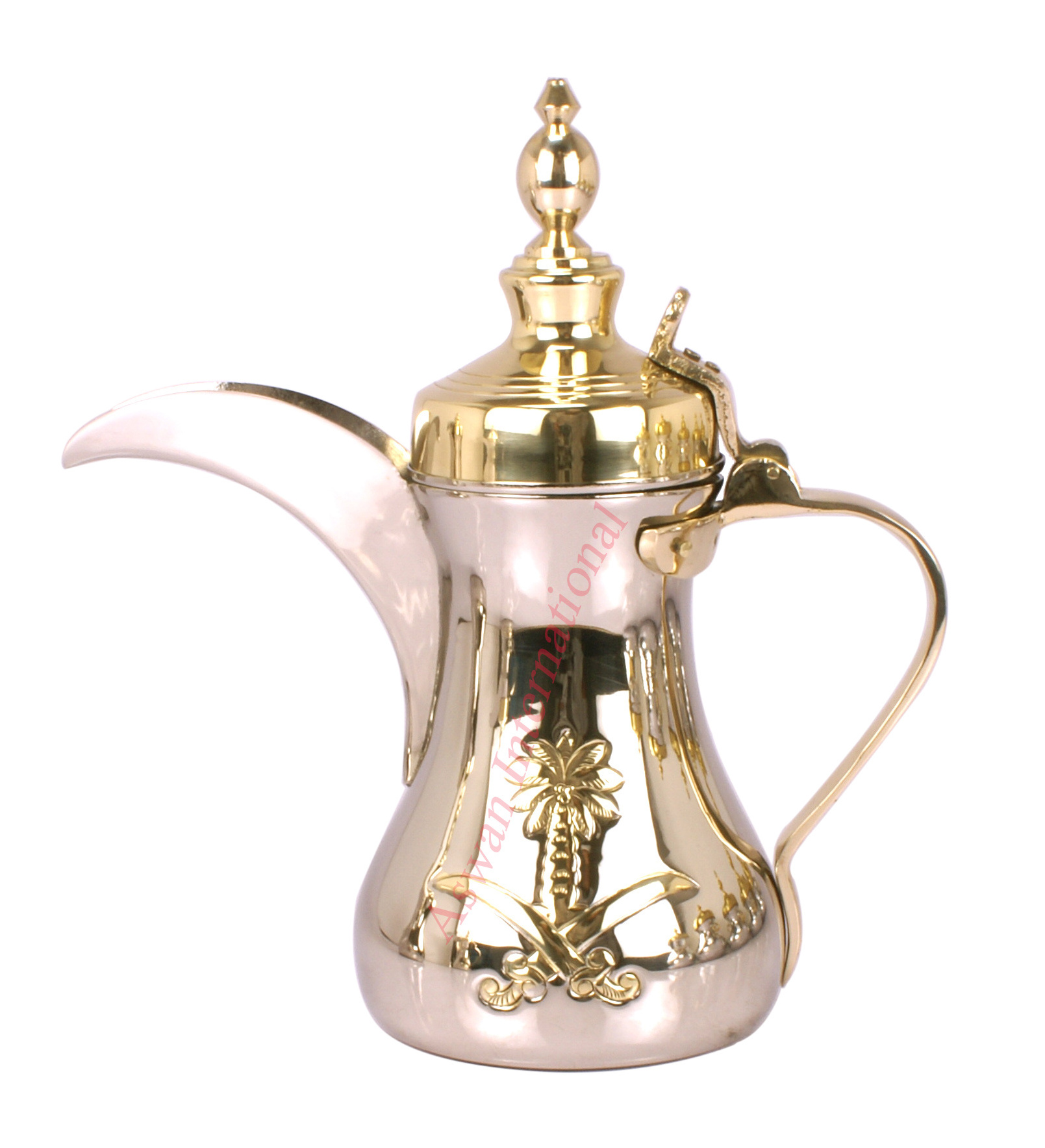 Arabic Coffee Pot Dual Tone Gold And Nickel Plated Brass Top Selling Affordable Best coffee Dallah