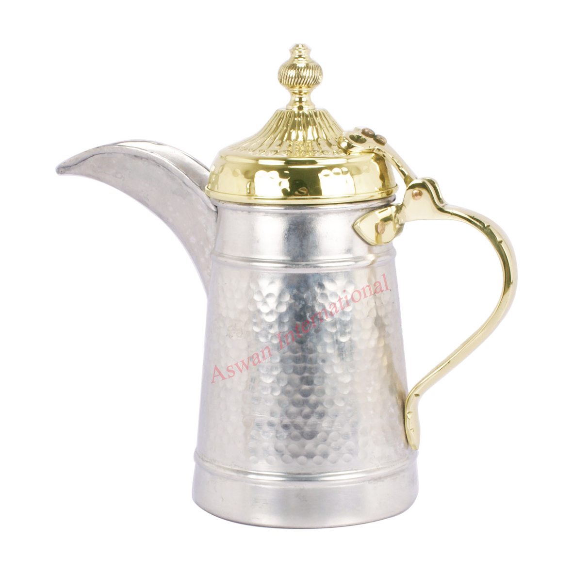 High Quality Arabic gold silver Teapot 1.0L 1.5L 2.0L  Wholesale Arabic Coffee Pot with Long Spout New Design Brass Metal Dallah