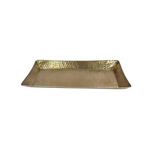 Standard Quality Hammered Design Tray Metal Material Serving Tray Rectangle Steel Plate Metal Serving Tray for Coffee