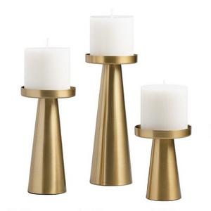 Brass Finished Candle Holder Metal T Light Candlestick Pillars for Home Decoration Candle Stand Decorative Luxury for selling