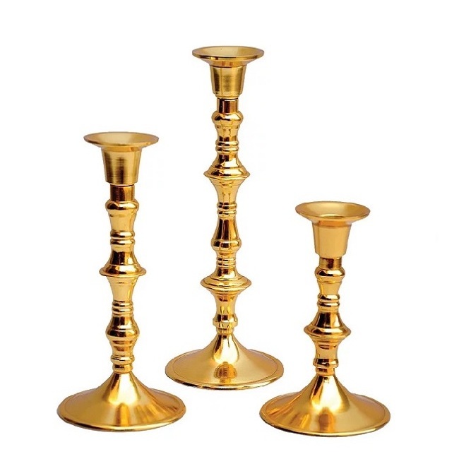 Brass Finished Candle Holder Metal T Light Candlestick Pillars for Home Decoration Candle Stand Decorative Luxury for selling