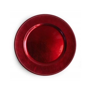 Red Colored Mother of Pearl Charger Plate Round Shape Customized Size Under Plate For Wedding & Restaurant Used