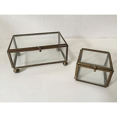 Elegant Metal & Glass Jewelry Box With Square Shape With Brown Powder Coating Finishing Excellent Quality For Organizer