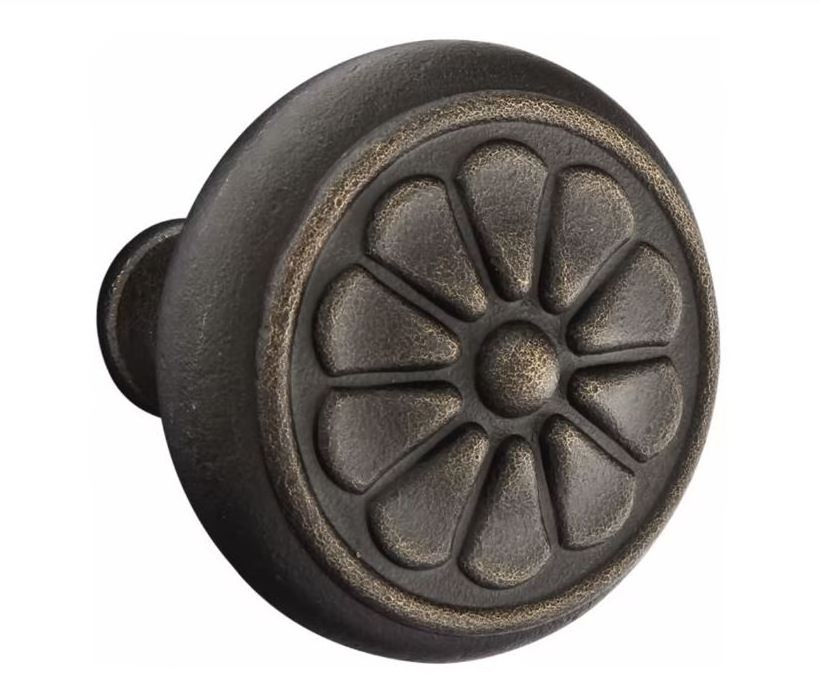 Floral Design High Quality Metal Knob Black Finished Woodworking Accessories Metal Hardware