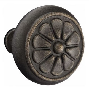 Floral Design High Quality Metal Knob Black Finished Woodworking Accessories Metal Hardware