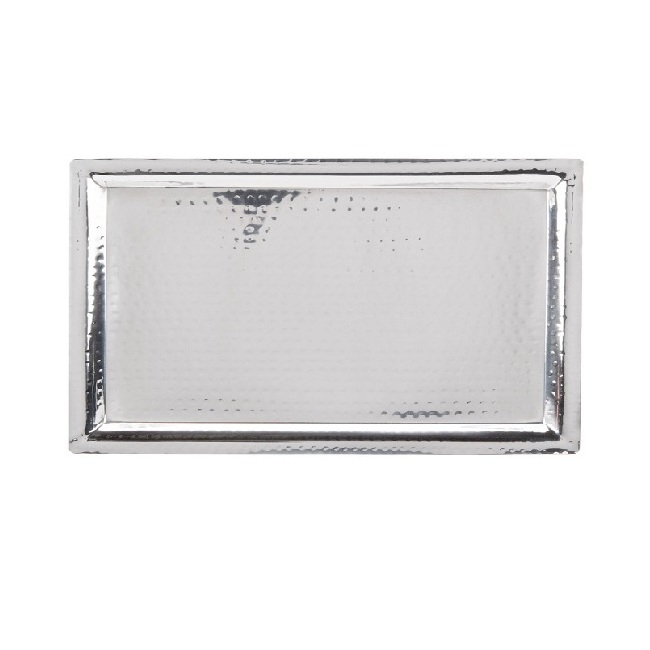 Standard Quality Hammered Design Tray Metal Material Serving Tray Rectangle Steel Plate Metal Serving Tray for Coffee