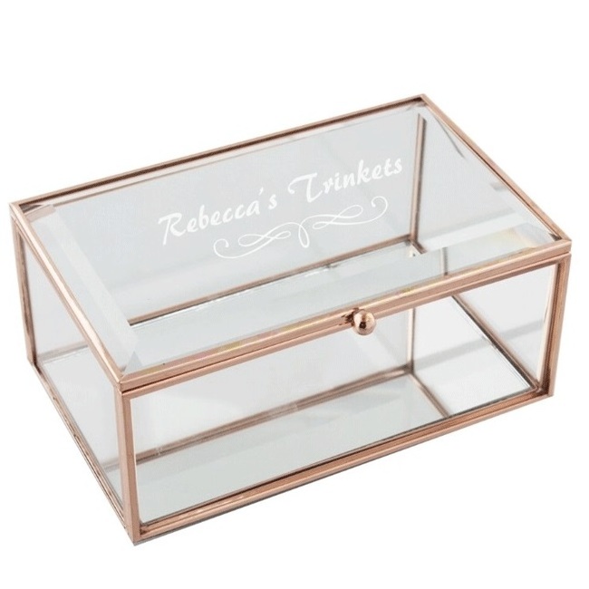 Elegant Metal & Glass Jewelry Box With Square Shape With Brown Powder Coating Finishing Excellent Quality For Organizer