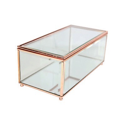 Elegant Metal & Glass Jewelry Box With Square Shape With Brown Powder Coating Finishing Excellent Quality For Organizer