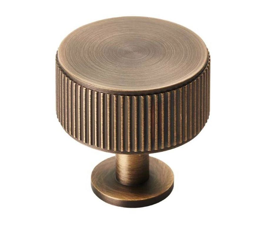 Grooved Circular Solid Brass Cabinet Knobs Premium Hardware Wholesale Unique Design Woodworking Handles