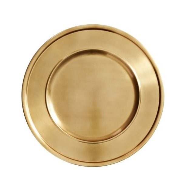 Wedding Party Decoration Dinner Table Round Plates with Leaf Border Gold Acrylic Reef Charger Plates for Sale