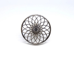 Floral Design Laser Cut Round Shape Silver Finished Cabinet Knobs And Handles Woodworking Hardware Hot Selling