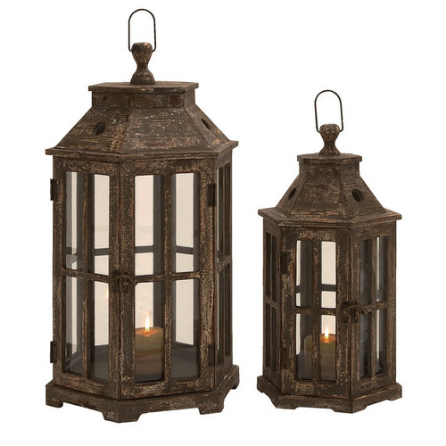 Shiny Silver Nickel Plated Metal Lantern Set Of Three Square Shape Lantern with Leather Handles Christmas Decorative Lantern