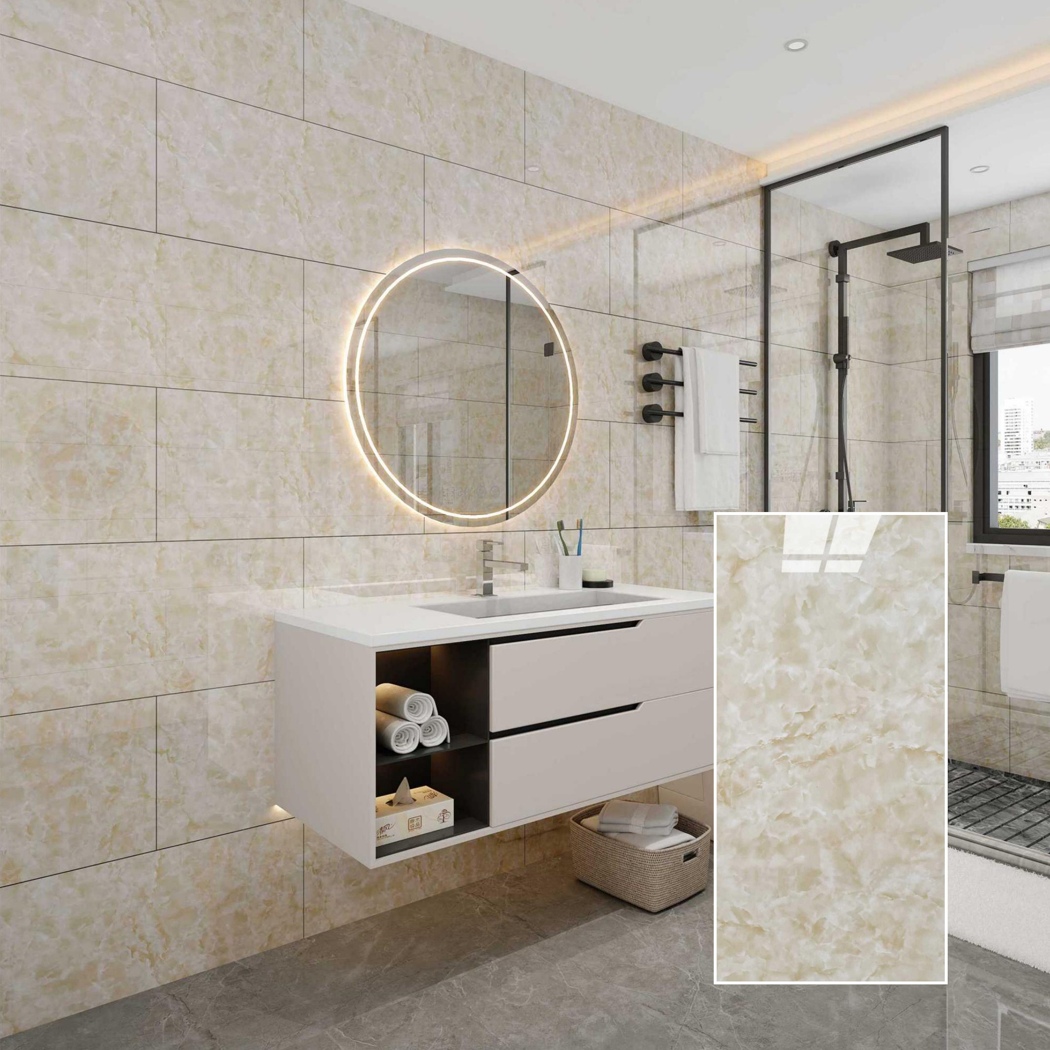 Bathroom Marble Decorative Waterproof Wall Panel De Pared 3d Wall Pvc Peel Stick