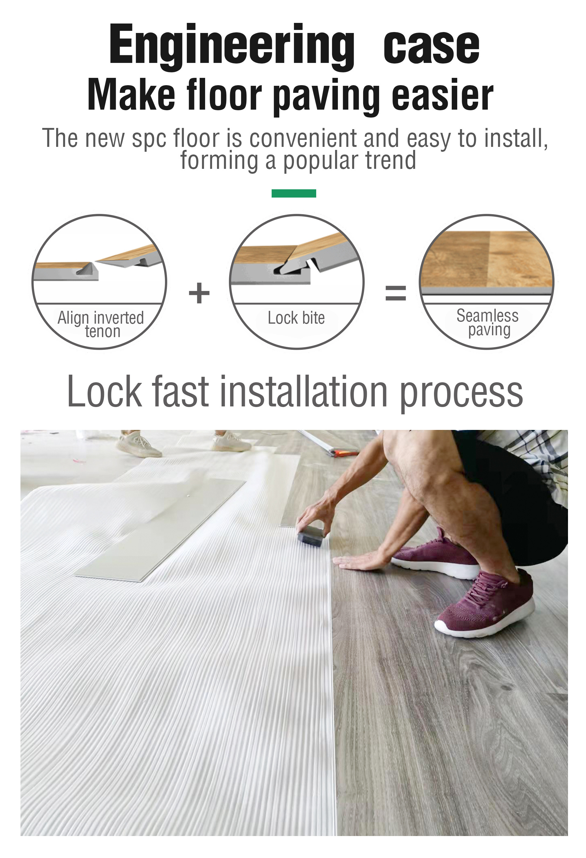 Interior Decor Lamin Floor 4mm 5mm 6mm Pvc Lvt Spc Vinyl Flooring Tile Manufacturer