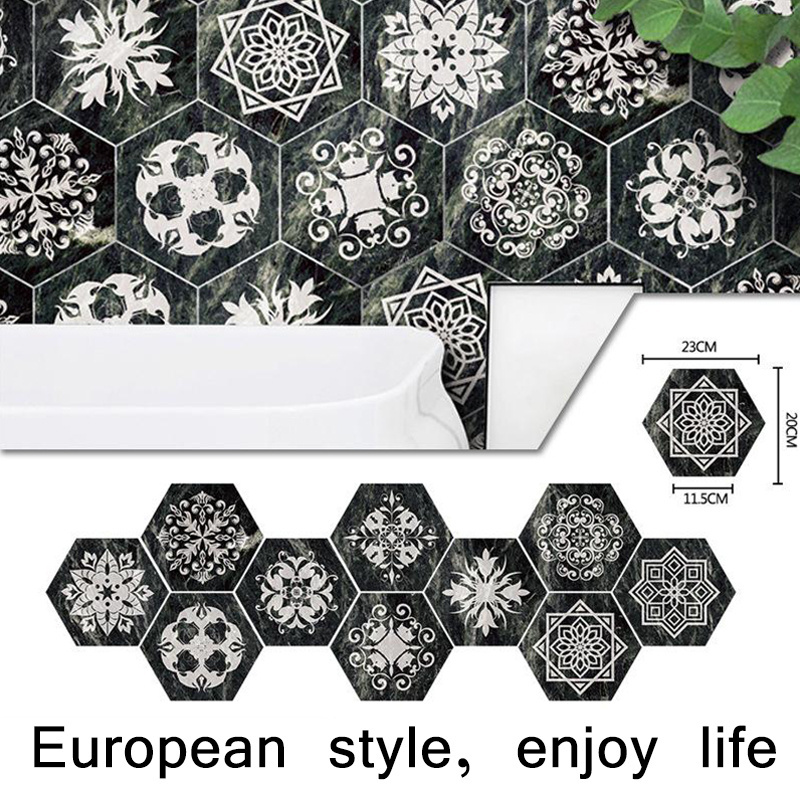 Wholesale Decor Hexagon Self Adhesive Mosaic Sticker PVC Vinyl 3D Wall Peel And Stick Backsplash Hexagon Tiles For Kitchen