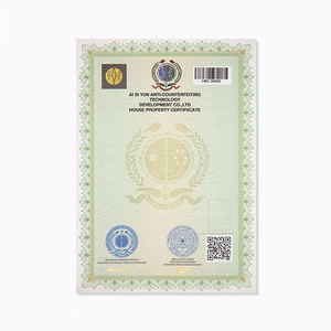 Custom House Property Certificate Hologram Hot Stamping Anti-counterfeiting Certificate Printing A4 Security Paper