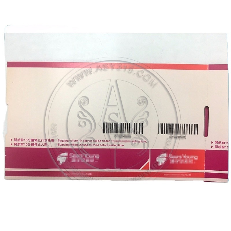 Manufacturer Travel Commemorative Anti-counterfeiting Custom Printing Thermal Paper Boarding Pass Airline Ticket