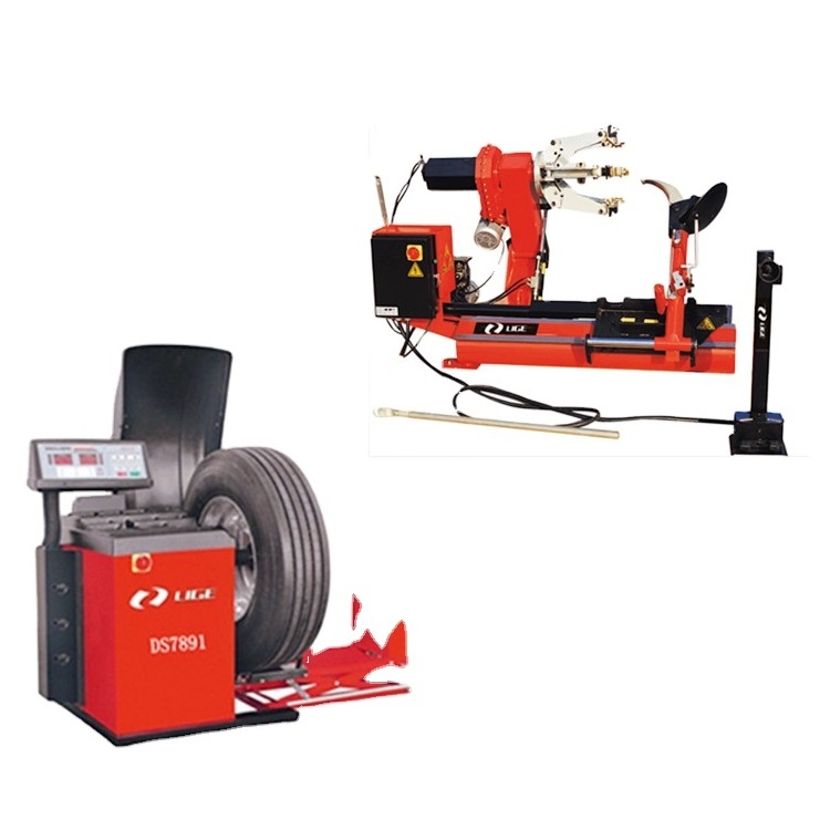 LIGE heavy duty hydraulic truck tire changers and wheel balancer machine combo