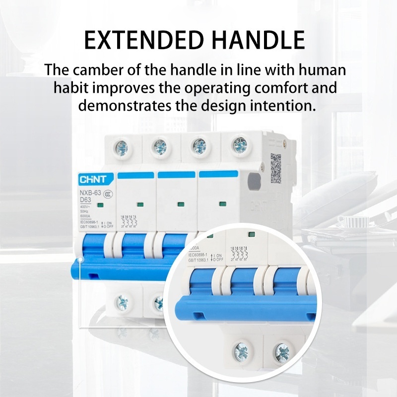 High Quality CHNT NXB-63 C Curve MCB 4P 1A 2A 3A 4A 6A 10A 16A 20A 25A 32A 40A 50A 63A DC MCB NXB-63 Miniature Circuit Breaker