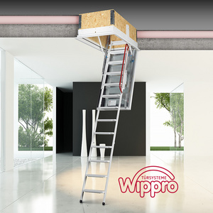 Made in Austria: fire-retardant, highly insulating, airtight and stable steel loft ladder / attic ladder: Wippro ISOTEC