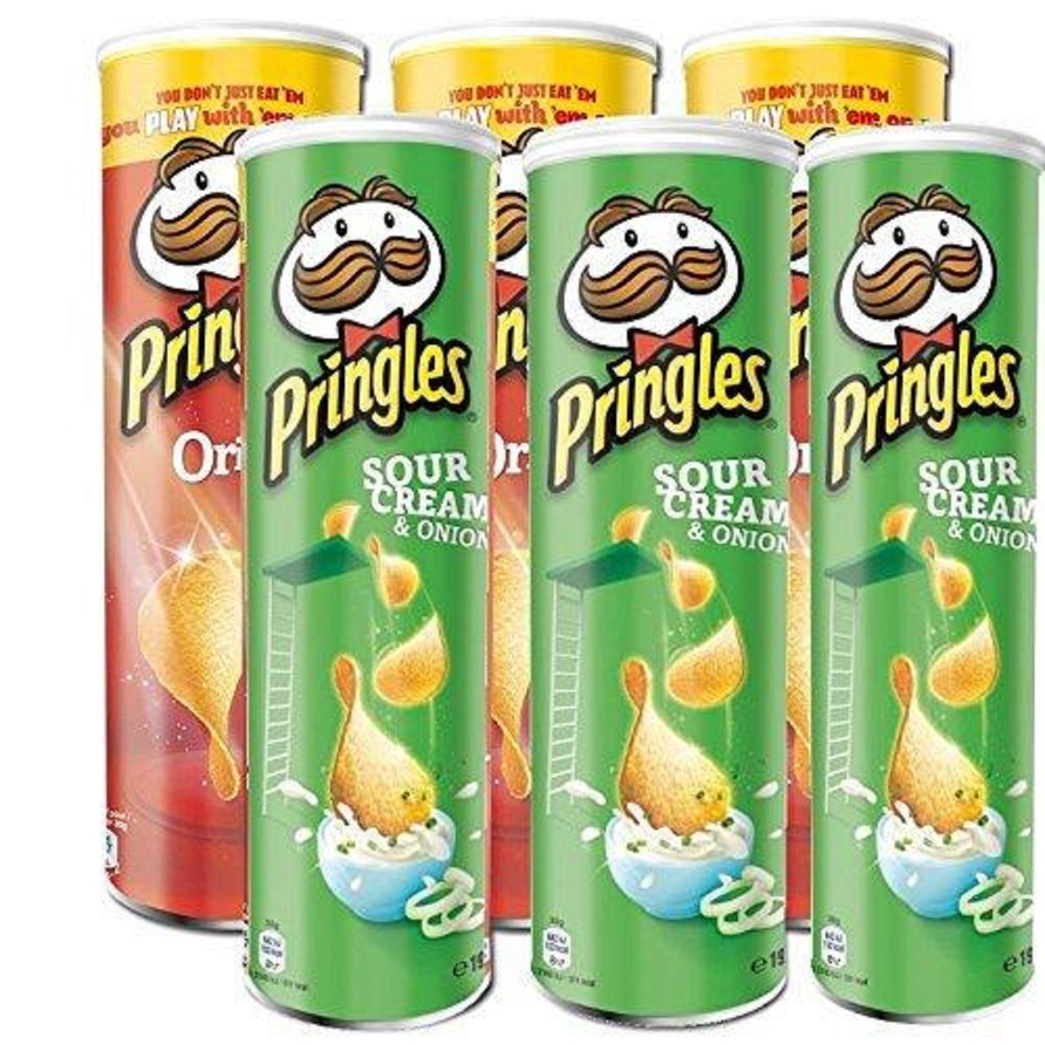 Pringles Sour Cream and Onion, the Original and Pizza Flavored Crisps