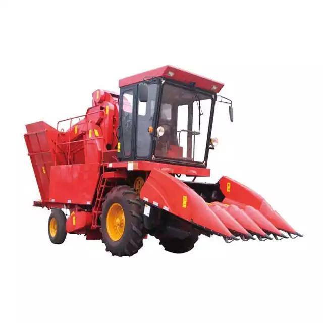 Flexible operation single row combine corn harvester with 4 wheels