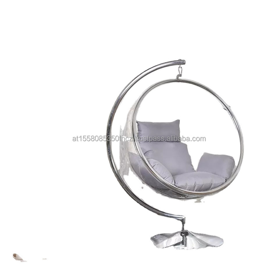 Store TOP 1 Hot Sell Transparent hanging chairs Swing Floor Stand Golden acrylic Bubble Chair With Stand living room garden